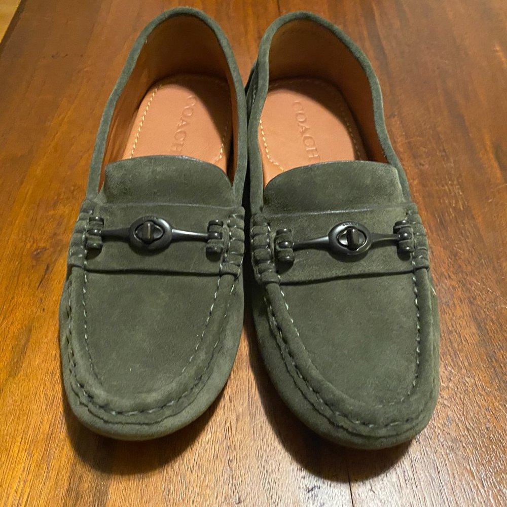 Coach Shoes Olive Green Suede Loafers - Ladies size 8.5 M